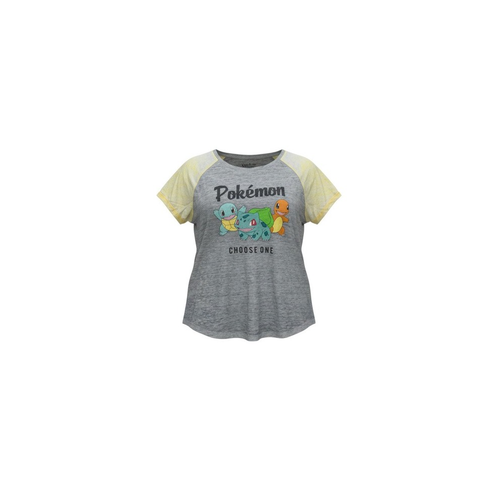 Pokemon Graphic T-Shirt Womens Small Grey Yellow Choose One Raglan Tee